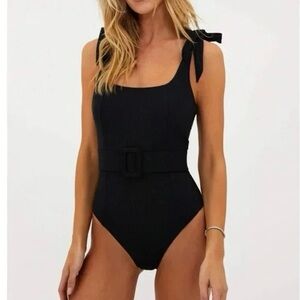 Beach Riot Black Ribbed One Piece Bathing Suit